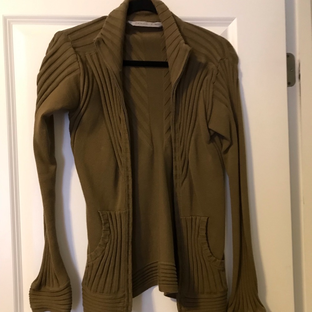 Athleta zipper cardigan. Army green.